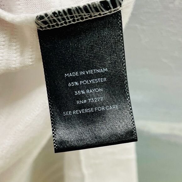 Vera Wang White Blouse XL White Flowy Blouse Semi-Sheer Blouse XL Top Flowy XL - Picture 7 of 7